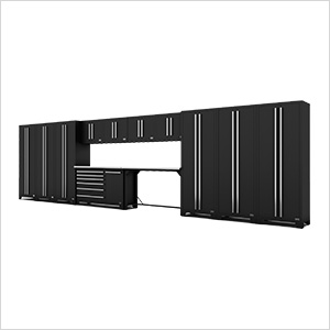 Fusion Pro 14-Piece Black Garage Cabinet System