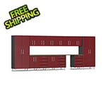 Ulti-MATE Garage Cabinets 15-Piece Cabinet Kit with Bamboo Worktop in Ruby Red Metallic
