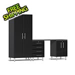 Ulti-MATE Garage Cabinets 4-Piece Cabinet Kit with Channeled Worktop in Midnight Black Metallic