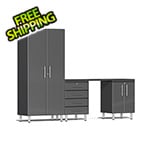 Ulti-MATE Garage Cabinets 4-Piece Garage Cabinet Kit with Channeled Worktop in Graphite Grey Metallic