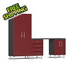 Ulti-MATE Garage Cabinets 4-Piece Cabinet Kit with Channeled Worktop in Ruby Red Metallic
