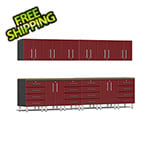 Ulti-MATE Garage Cabinets 14-Piece Garage Cabinet Kit with Bamboo Worktops in Ruby Red Metallic