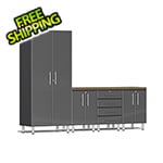 Ulti-MATE Garage Cabinets 5-Piece Cabinet Kit with Bamboo Worktop in Graphite Grey Metallic
