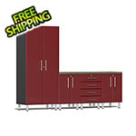 Ulti-MATE Garage Cabinets 5-Piece Garage Cabinet Kit with Bamboo Worktop in Ruby Red Metallic