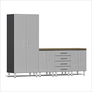 5-Piece Cabinet Kit with Bamboo Worktop in Stardust Silver Metallic