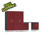 Ulti-MATE Garage Cabinets 5-Piece Garage Cabinet Kit with Channeled Worktop in Ruby Red Metallic