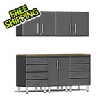 Ulti-MATE Garage Cabinets 6-Piece Garage Cabinet Kit with Bamboo Worktop in Graphite Grey Metallic