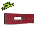 Ulti-MATE Garage Cabinets 12-Piece Garage Cabinet Kit with Bamboo Worktop in Ruby Red Metallic