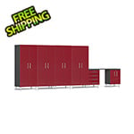 Ulti-MATE Garage Cabinets 7-Piece Garage Cabinet Kit with Channeled Worktop in Ruby Red Metallic