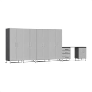 7-Piece Cabinet Kit with Channeled Worktop in Stardust Silver Metallic