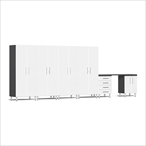 7-Piece Cabinet Kit with Channeled Worktop in Starfire White Metallic