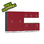 Ulti-MATE Garage Cabinets 9-Piece Garage Cabinet Kit with Bamboo Worktop in Ruby Red Metallic