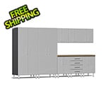Ulti-MATE Garage Cabinets 9-Piece Garage Cabinet Kit with Bamboo Worktop in Stardust Silver Metallic