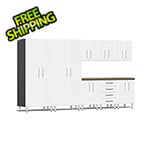 Ulti-MATE Garage Cabinets 9-Piece Garage Cabinet Kit with Bamboo Worktop in Starfire White Metallic