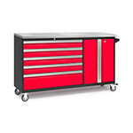 NewAge Garage Cabinets BOLD Red Project Center with Stainless Steel Top