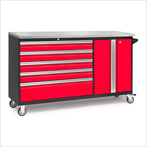 BOLD Red Project Center with Stainless Steel Top