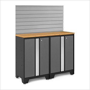 BOLD Series 3.0 Grey 4-Piece Set with Bamboo Top and Backsplash