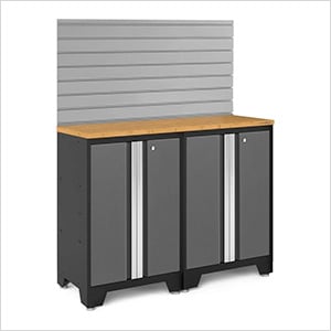 BOLD Series Grey 4-Piece Set with Bamboo Top and Backsplash