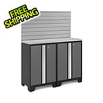 NewAge Garage Cabinets BOLD Series 3.0 Grey 4-Piece Set with Stainless Top and Backsplash