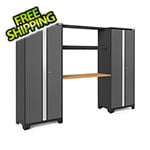 NewAge Garage Cabinets BOLD Series Grey 4-Piece Garage Cabinet System with Bamboo Worktop