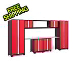 NewAge Garage Cabinets BOLD Series 3.0 Red 9-Piece Garage Cabinet System with Stainless Worktop
