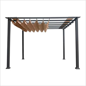 11 x 11 ft. Soft Top Aluminum Pergola (Grey Frame / Cocoa Canopy)