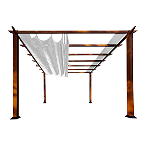 11 x 11 ft. Soft Top Aluminum Pergola (Chilean Wood / Silver Canopy)