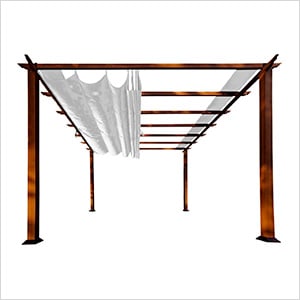 11 x 11 ft. Soft Top Aluminum Pergola (Chilean Wood / Silver Canopy)