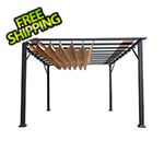 Paragon Outdoor 11 x 16 ft. Soft Top Aluminum Pergola (Grey Frame / Cocoa Canopy)