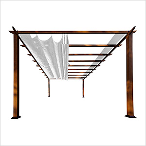 11 x 16 ft. Soft Top Aluminum Pergola (Chilean Wood / Silver Canopy)