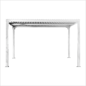 Novara 10 x 12 ft. White Pergola with Louvered Canopy