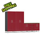 Ulti-MATE Garage Cabinets 6-Piece Garage Cabinet Kit with Bamboo Worktop in Ruby Red Metallic