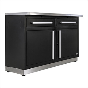 Fusion Pro Base Cabinet with Stainless Steel Work Surface (Silver)