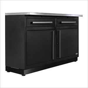 Fusion Pro Base Cabinet with Stainless Steel Work Surface (Black)