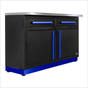 Fusion Pro Base Cabinet with Stainless Steel Work Surface (Blue)