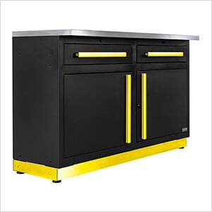 2 x Fusion Pro Base Cabinets with Stainless Steel Work Surfaces (Yellow)