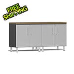 Ulti-MATE Garage Cabinets 3-Piece Garage Workstation Kit with Bamboo Worktop in Stardust Silver Metallic