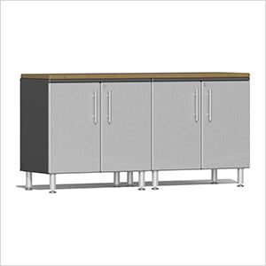 3-Piece Garage Workstation Kit with Bamboo Worktop in Stardust Silver Metallic