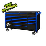 Extreme Tools DX Series 72-Inch Black Rolling Tool Chest with Blue Trim