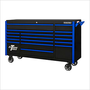 DX Series 72-Inch Black Rolling Tool Chest with Blue Trim