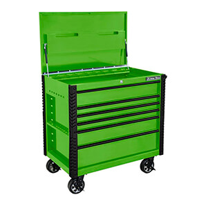 EX Series Green 41-Inch 6-Drawer Tool Cart with Bumpers