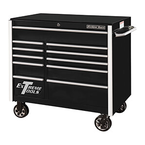 RX Series 41-Inch Black 11-Drawer Roller Cabinet