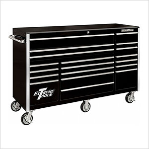 RX Series 72-Inch Black 19-Drawer Roller Cabinet