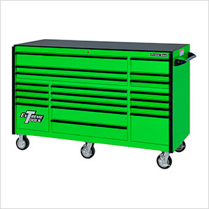 RX Series 72-Inch Green with Black Handles 19-Drawer Roller Cabinet