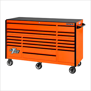 RX Series 72-Inch Orange with Black Handles 19-Drawer Roller Cabinet