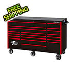 Extreme Tools RX Series 72-Inch Black 19-Drawer Roller Cabinet with Red Trim