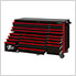 RX Series 72-Inch Black 19-Drawer Roller Cabinet with Red Trim