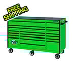 Extreme Tools RX Series 72-Inch Green 19-Drawer Roller Cabinet with Black Trim