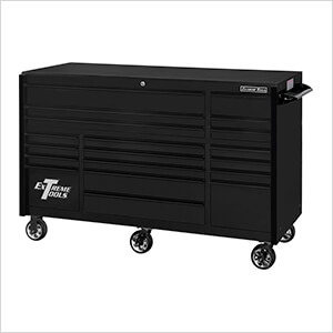 RX Series 72-Inch Black 19-Drawer Roller Cabinet with Black Trim