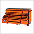 RX Series 72-Inch Orange 19-Drawer Roller Cabinet with Black Trim